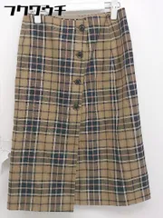 ◇ NATURAL BEAUTY BASIC チェック 膝下丈 タイト スカート サイズM ブラウン系 レディース 【中古】 【1105310023806】