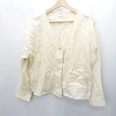 ◇ classicalelf クラシカルエルフ Vネック 薄手 ショート丈 長袖 シャツ ブラウス サイズM アイボリー系 レディース E  【1407020011501】