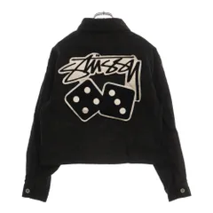 STUSSY (ステューシー) DICE JACKET バック ダイス刺繍入り コーデュロイジャケット ショート丈 レディース ブラックのサムネイル