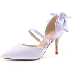 Allegra K パンプス ボウ飾り ポインテッドトゥ ピンヒール スチレットヒール レディース パープル 24.0 cm