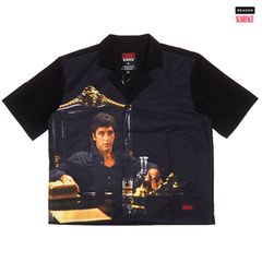 REASON CLOTHING × SCARFACE OPEN SHIRTS【BLACK】(オープンシャツ ボタンシャツ 半袖 ショートスリーブ スカーフェイス コラボ)