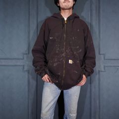 美品USA製 Carhartt カーハート ジップパーカー ブラウン フェード 