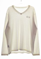 ルシアンペラフィネ lucien pellat-finet  Vネック セーター ホワイト Mサイズ スカル 【ブランド古着ベクトル】●【中古】241004