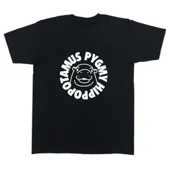 Tシャツ 半袖 カットソー トップス メンズ レディース ワンポイント イラスト コビトカバ 子カバ 赤ちゃん ムーデン アニマル ブラック 黒 MODN-BLK