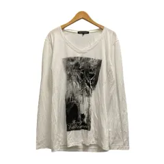 5351プールオム 5351 POUR LES HOMMES Tシャツ 長袖 Vネック プリント 2 白 ホワイト 黒 ブラック メンズのサムネイル