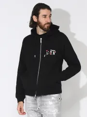 DSQUARED2 (ディースクエアード) 裏起毛 ドットハートICON フルジップ パーカー D2HG0011S25516 ブランド メンズ 男性 トップス (ブラック)