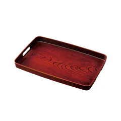 紀州塗り お盆 トレー 長手盆 16寸 両面ケヤキ 杢目 茶盆 おしゃれ おぼん トレイ 和風 和モダン 日本製 国産