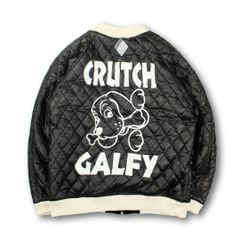 ガルフィー スカジャン 144039 我流不威(イヌ)ジャン ベロア×ナイロン リバーシブル ストリート 犬 ロゴ ブラック