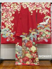 振袖 仮絵羽 京友禅 刺繍 金駒 紋意匠 正絹 未仕立て品 八掛付 MOK549