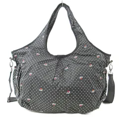 アニエスベー agnes b. 美品 2WAY ナイロン ショルダーバッグ ボストンバッグ ドット柄 ロゴ ブラック 黒 0904