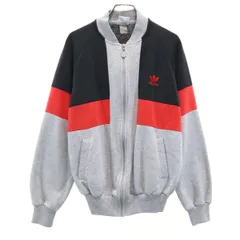 adidas アディダス 80s ヴィンテージ 台湾製 トレフォイルロゴ スウェット ジップジャケット M グレー メンズ 古着