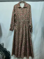 日本 merlot plus パターンプリント ロング丈ワンピース spe