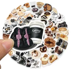 ステッカーフレークシールカフェ韓国可愛いスイーツケーキデコ苺モノトーンブラック黒