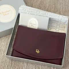 【箱付き】【美品】クリスチャンディオール 二つ折り財布 短財布 小銭入れ レザー 革 コインケース ヴィンテージ ボルドー パープル バーガンディ Christian Dior Vintage Short Wallet Coincase 22281