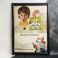 『ダイエットライト コーラ』ビンテージ広告　60年代　フレーム付ポスター　当時物
