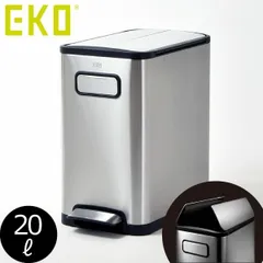 EKO イーケーオー エコフライ ステップビン 20L ゴミ箱 正規販売店 おしゃれ スリム ペダル式 ステンレス ふた付き 分別 ゴミ袋が見えない ダストボックス ごみ箱 キッチン リビング 20リットル 生ごみ おむつ 約幅25cm いたずら 防止のサムネイル