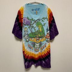 不思議の国のアリス リキッドブルー LIQUID BLUE  タイダイ キャラクター 童話 Tシャツ バンT Lサイズ