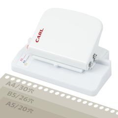 【数量限定】学習用 資料 事務用 プリント 品質 日本メーカー オフィス用 携帯用 持ち運び便利 小型 手帳 軽量 コンパクト ホワイト バインダー A4/B5/A5対応 6穴 ルーズリーフパンチ GP-LA-W ゲージパンチ・ライト カール事務器