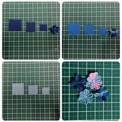 つまみ細工　ちりめん　カット済み　ハギレ　ブルー系セット　計262枚　紺　青　水色　2.5cm　2cm　1.5cm