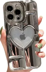 【新着商品】6.1インチ（silver） 用カバー 15 15 アイフォン シンプル かわいい 全面保護 耐衝撃 滑り止め/指紋防止 TPU素材 パターン クリア ハート めっき 韓国 おしゃれ ケース 用 iPhone