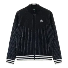 サイズ：M ADIDAS GOLF アディダスゴルフ  裏地付 ニット ジップジャケット ストライプ総柄 ブラック系 [240101316442] ゴルフウェア レディース ストスト