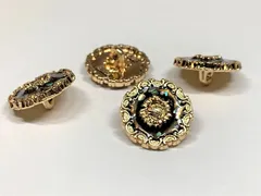 【在庫セール】ハンドメイド 材料 金属ボタン ４個セット シェル 服飾小物 飾りボタン ドレス 舞台衣装 ボタン アクセサリー パーツ and.A (24㎜)