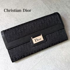 Dior サドル トロッター 花柄 長財布 フラップ 黒 レザー キャンバス