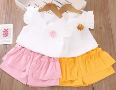 子供服 セットアップ 女の子 夏服 半袖Tシャツ ショートパンツ 2点セット 可愛い 涼しい カジュアル 80-120cm