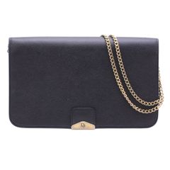 クリスチャンディオール Christian Dior チェーンショルダーバッグ ブラック レザー 本革 【中古】