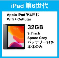 【美品】Apple iPad 第6世代 Wifi + Cellular 32GB　Space Grey バッテリー最大容量 91％ 本体のみ
