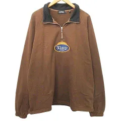 エクストララージ X-LARGE ハーフジップ トレーナー 衿付き ロゴ刺繍 プルオーバー スウェット 裏毛 ラグラン L 茶 ブラウン