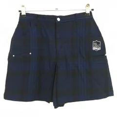 【超美品】キスマーク キュロットスカート ネイビー×黒 チェック ロゴ刺しゅう レディース M ゴルフウェア kissmark