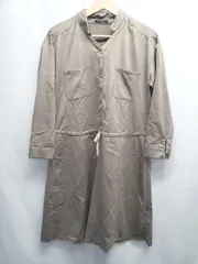 ◇ Θ アーバンリサーチ ロッソ 光沢感 長袖 膝下丈 ワンピース サイズF ブラウン系 レディース E  【1507160003234】