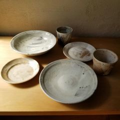 【わけあり処分品】 食器セット　中鉢・皿・小皿・湯呑み　全６点　未使用品　作家