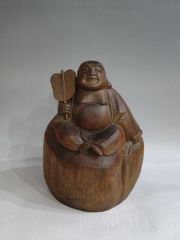 古美術　明治時代　鉄製瓢箪型布袋様花台付き 美術品・アンティーク・コレクション 古美術 明治時代 鉄製瓢箪型布袋