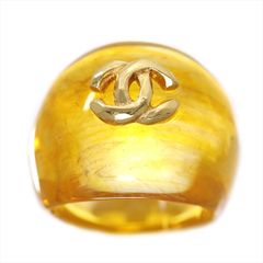 シャネル CHANEL ロゴ リング 14号 ゴールド プラスチック レディース【中古】