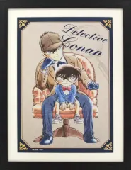 【中古】原画イラストボード 付属品付)セガ ラッキーくじ 名探偵コナン 白S賞 「名探偵コナン－黒と白－」 コナン＆新一 額入りアート 