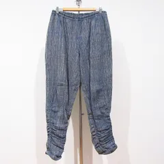#anc うさと USAATO パンツ  青 ベージュ 白 ストライプ 手織り レディース [952541]
