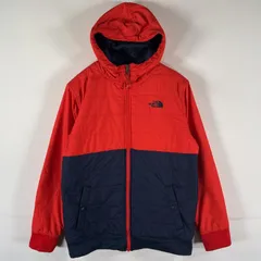 古着 ザ・ノースフェイス THE NORTH FACE リバーシブルナイロンジャケット パーカー ツートンカラー ボーダー アウトドア L（14ー16）  オレンジ ボーイズ