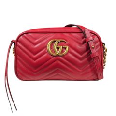 グッチ GGマーモント ショルダーバッグ レザー 447632 レッド レディース  GUCCI  中古 グッチ