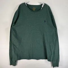 古着 ポロ・ラルフローレン POLO RALPH LAUREN 長袖Tシャツ ロゴ 刺繍 クルーネック L  グリーン系 無地 メンズ