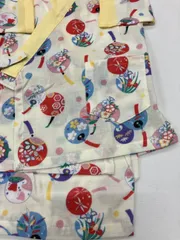 «花ラブリ»☆入荷しました☆AJ6　新品　女の子甚平　80cm　ガーゼ素材　白　ホワイト　ベビー　和柄　風鈴　パジャマ　ねまき　寝巻　リラックスウェア　1650-N6