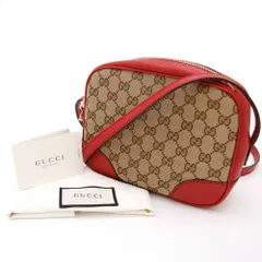 【 中古 美品 】GUCCI グッチ ショルダーバッグ ミニショルダー クロスバッグ GGキャンバス 449413 レッド 赤 ブラウン ブランド レディース