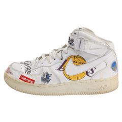 SUPREME (シュプリーム) AIR FORCE 1 MID NBA TEAM ナイキ エアフォース1 ミッド エヌビーエーチーム ミドルカットスニーカー ホワイト US8.5/26.5cm AQ8017-100