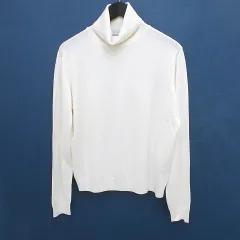 エルメネジルドゼニア Ermenegildo Zegna 長袖 ニット セーター タートルネック 絹 シルク カシミヤ S/48 白系 ホワイト イタリア製 無地のサムネイル