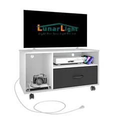 LunarLight テレビ台、テレビボード 、ローボード 、コンセント付き、引き出し付き、多機能収納ボックス、幅80cm奥行38cm高さ45cm 32型 42型テレビ適合 収納 カラーボックス オープンラック 組立簡単 耐震転倒防止 耐荷重150kg（ブ 0