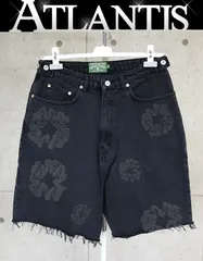 Denim Tears 銀座店 デニムティアーズ 新品 ブラックフラワーワッペン DENIM SHORT デニム ハーフパンツ メンズ size:M 黒 100698