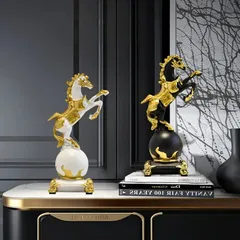 美品】ウマ馬陶器オブジェ置物インテリア工芸品美術品A3400