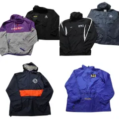 古着卸 まとめ売り アノラックパーカー ジャケット 6枚セット (メンズ M /L ) スタンドカラー バイカラー ワンポイント 英文字 古着 NB2737