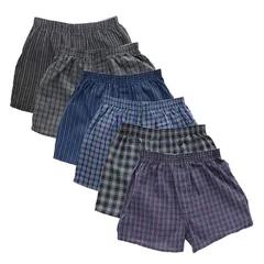 [§Ｄ∞ｄｅｌ　ｌｅｏｎｅ＼ｇｏｄｅｒｓｉ　ｌａ　ｖｉｔａ] [デルレオーネ] 先染め トランクス メンズ 抗菌防臭加工 2枚 4枚 6枚 セット 前開き ボタン付き 綿100％ (6枚セット, L) 1